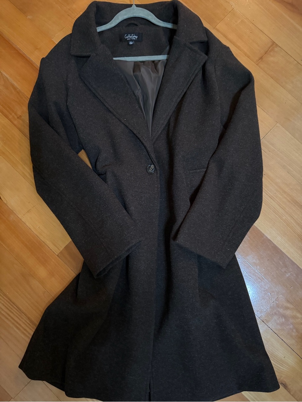 Women's brown Wool Blend Single-Button Coat